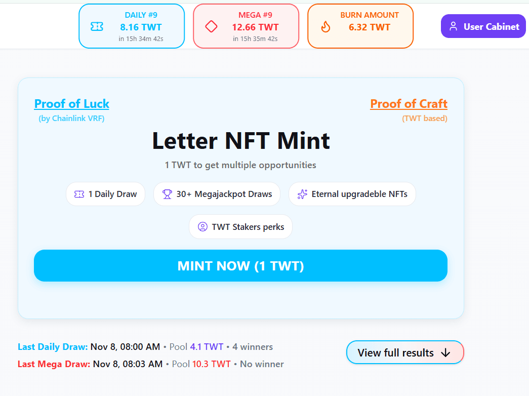 Mint Letter NFT - pay 1 TWT
