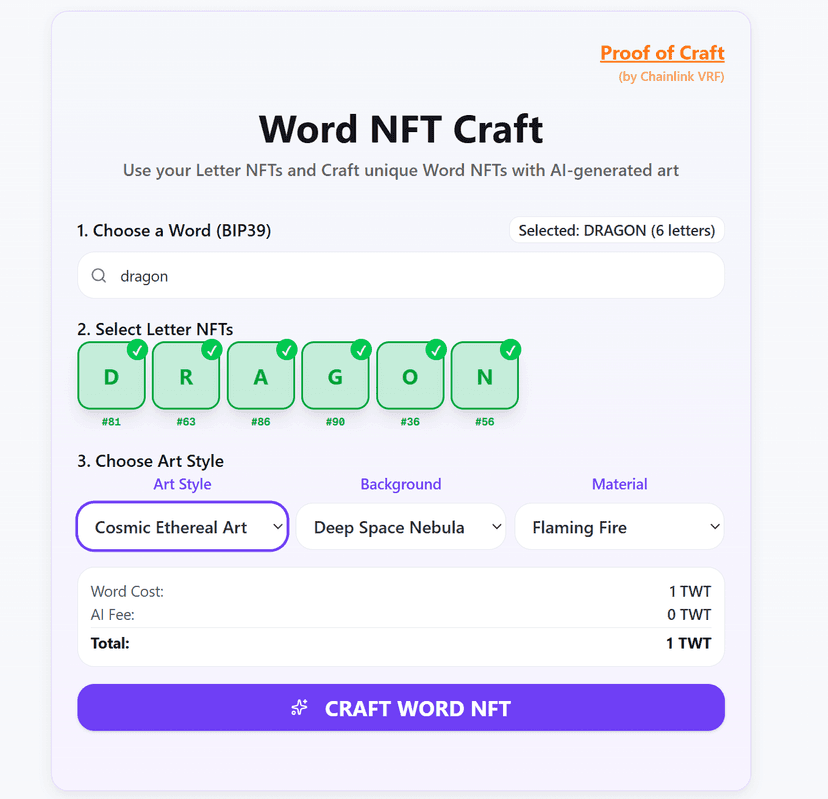 Check available Letter NFTs
